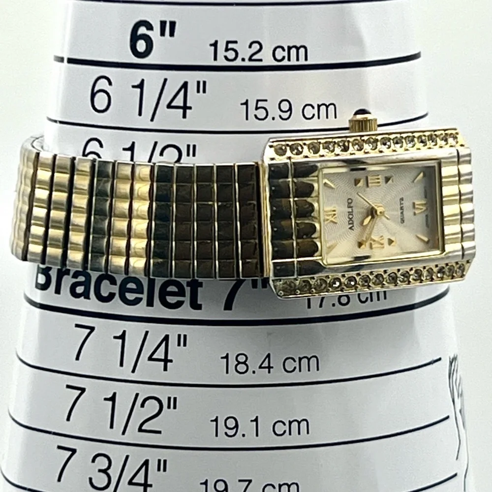 Vintage Adolfo Petite Gold tone and Crystals Ladies Watch Working